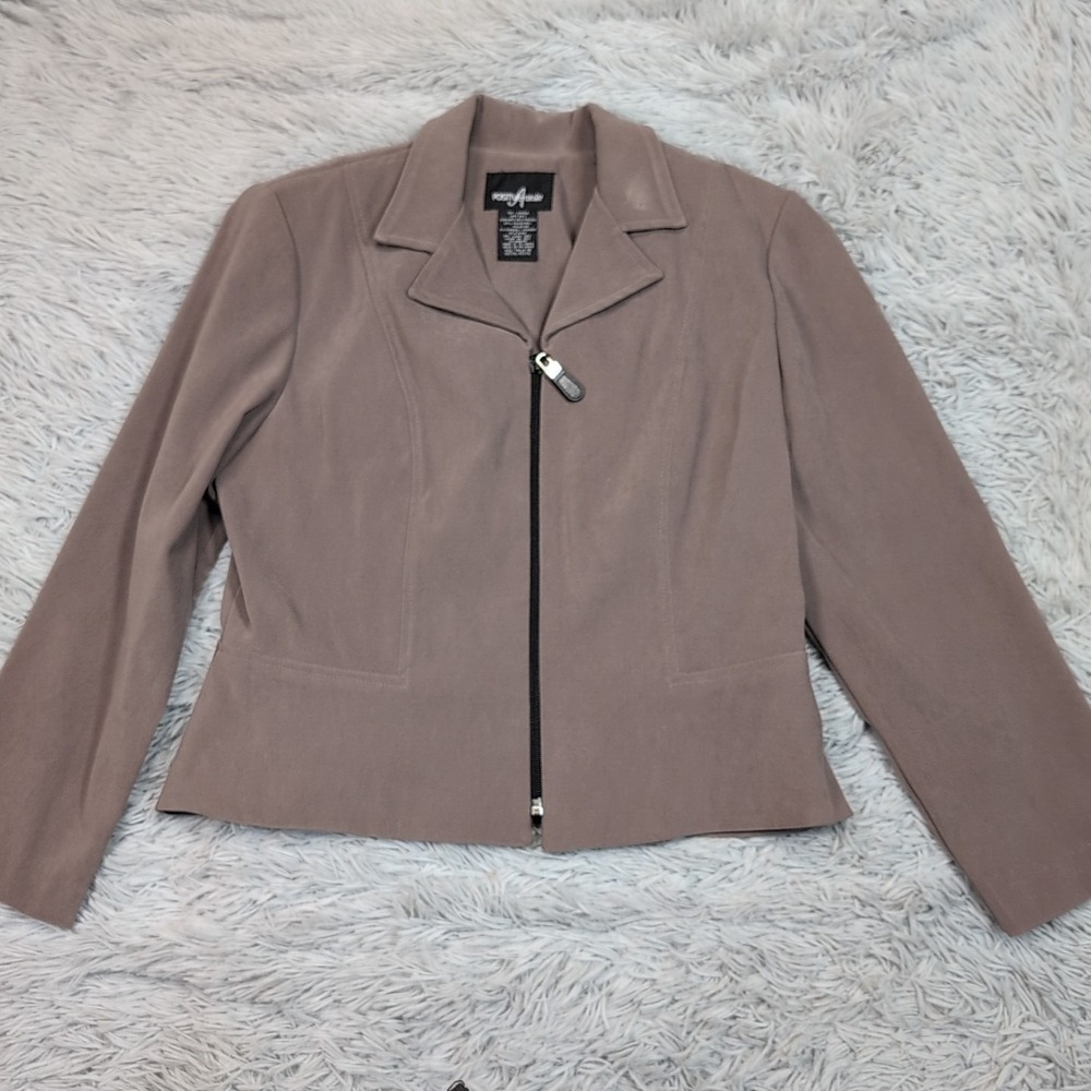 Positive Attitude Jacket Womens 10 Petite Lightweight Zip Up Soft Comfort Preppy
